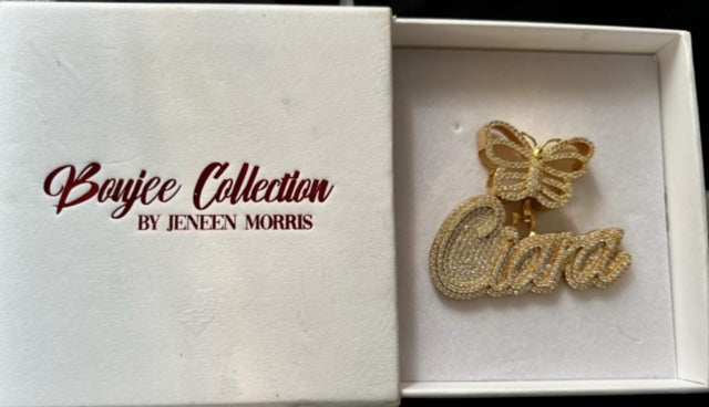 Iced Out Custom Cursive Butterfly Necklace - Boujee Collection By Jeneen