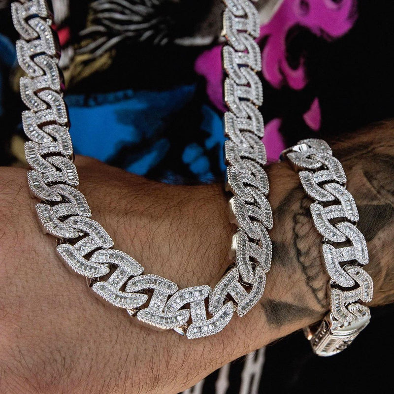 Iced Out Bling Cuban Necklace & Bracelet 18K Plated - Boujee Collection By Jeneen