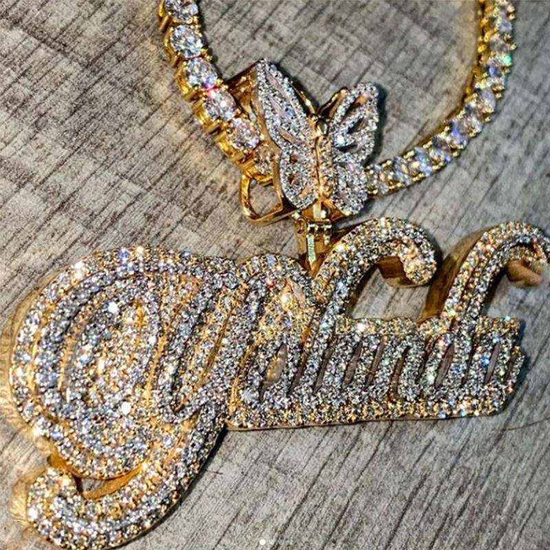 Iced Out Custom Cursive Butterfly Necklace - Boujee Collection By Jeneen