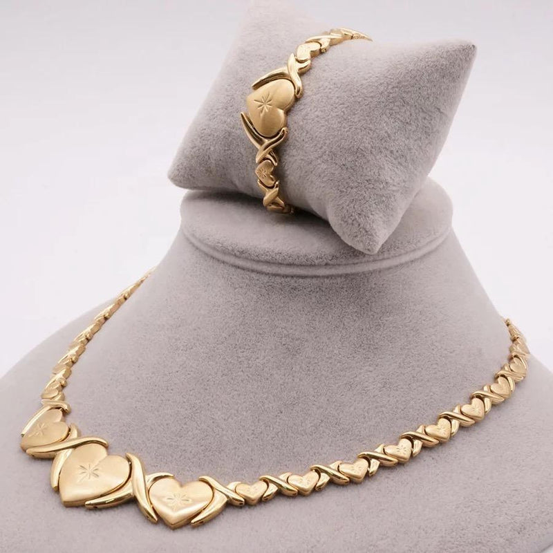 Gold Stainless Steel Heart Necklace & Bracelet-Boujee Collection By Jeneen