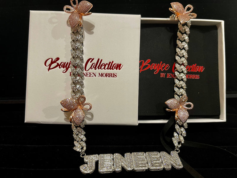 Cubic Zirconia 18K Plated Custom Butterfly Name Necklace - Boujee Collection By Jeneen