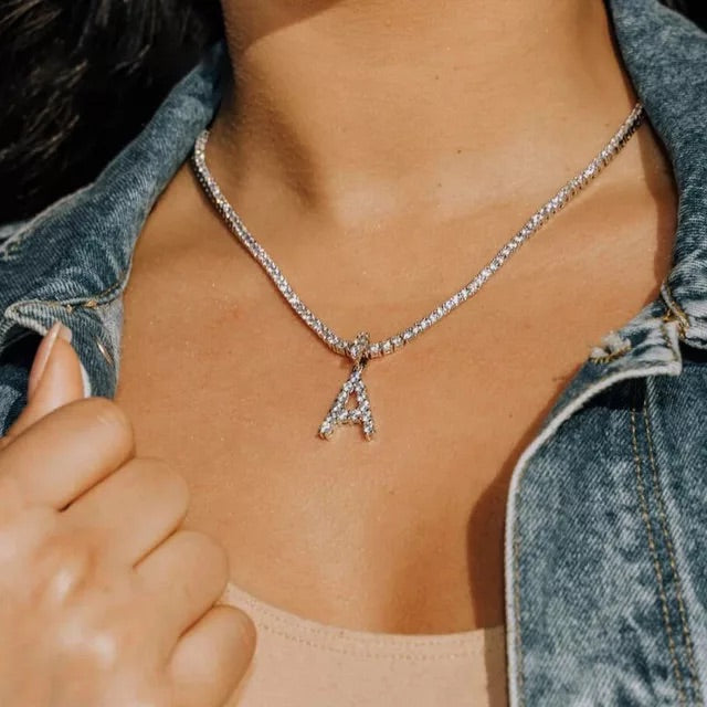 Women 3MM Letter Tennis Necklace - Boujee Collection By Jeneen