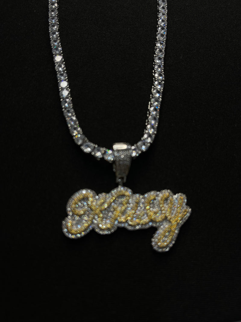 Double Plated Custom Name Plate Women’s Tennis Necklace - Boujee Collection By Jeneen