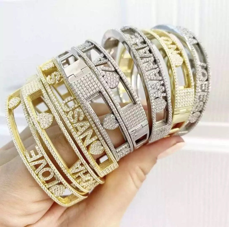 Custom Sliding Letter Bangle - Boujee Collection By Jeneen