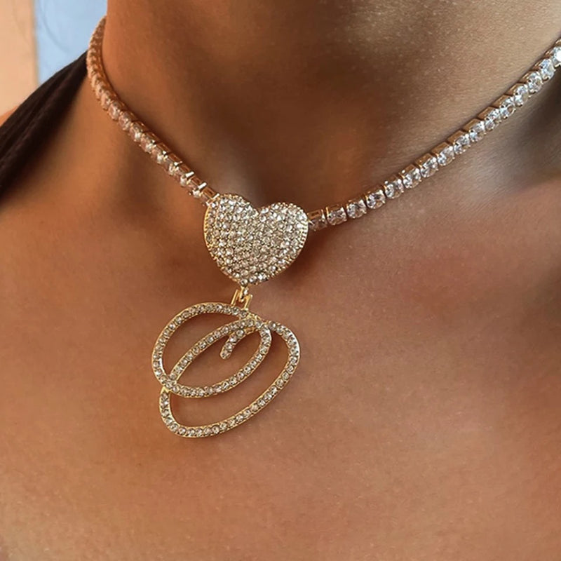 Heart Cursive Initial Letter Pendant - Boujee Collection By Jeneen