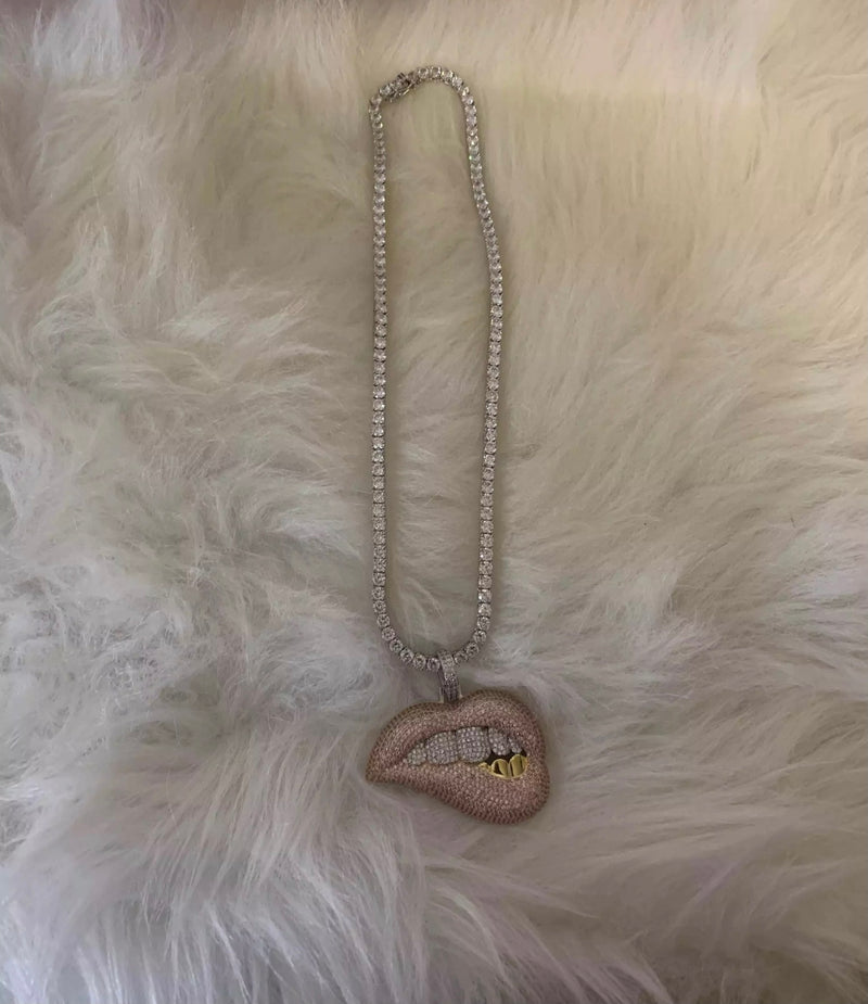 Diamond Lip Tennis Necklace - Boujee Collection By Jeneen