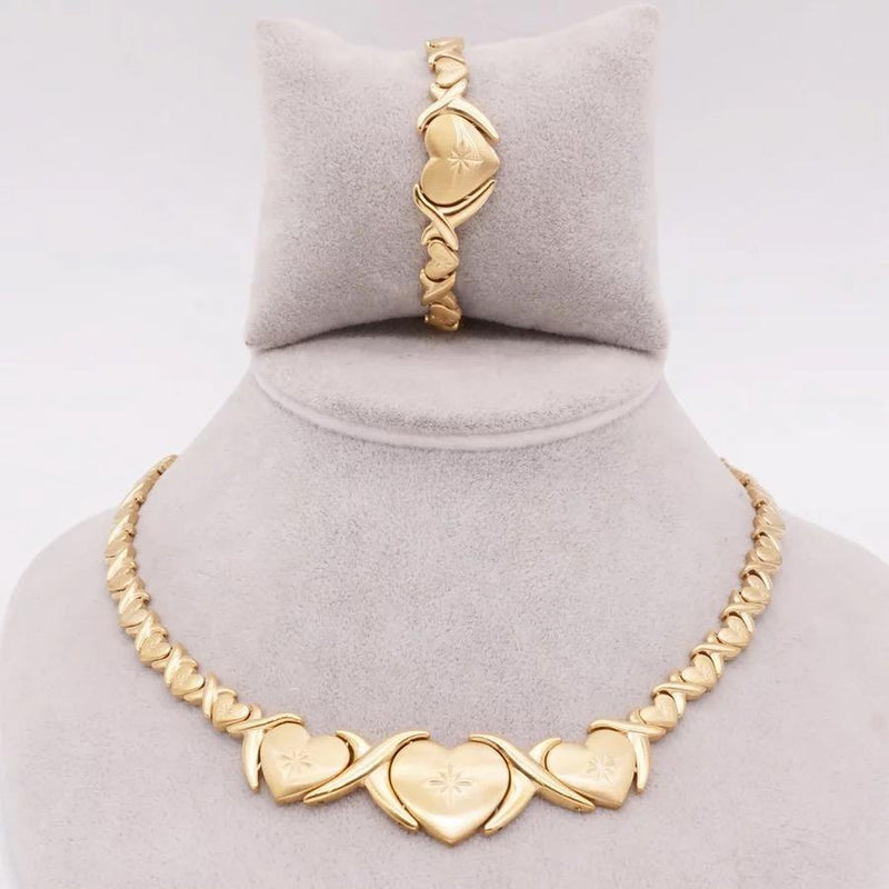 Gold Stainless Steel Heart Necklace & Bracelet-Boujee Collection By Jeneen