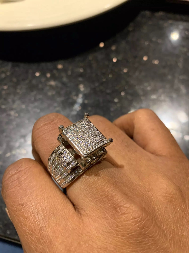 Square Cluster Ring 18K Silver Plated - Boujee Collection By Jeneen