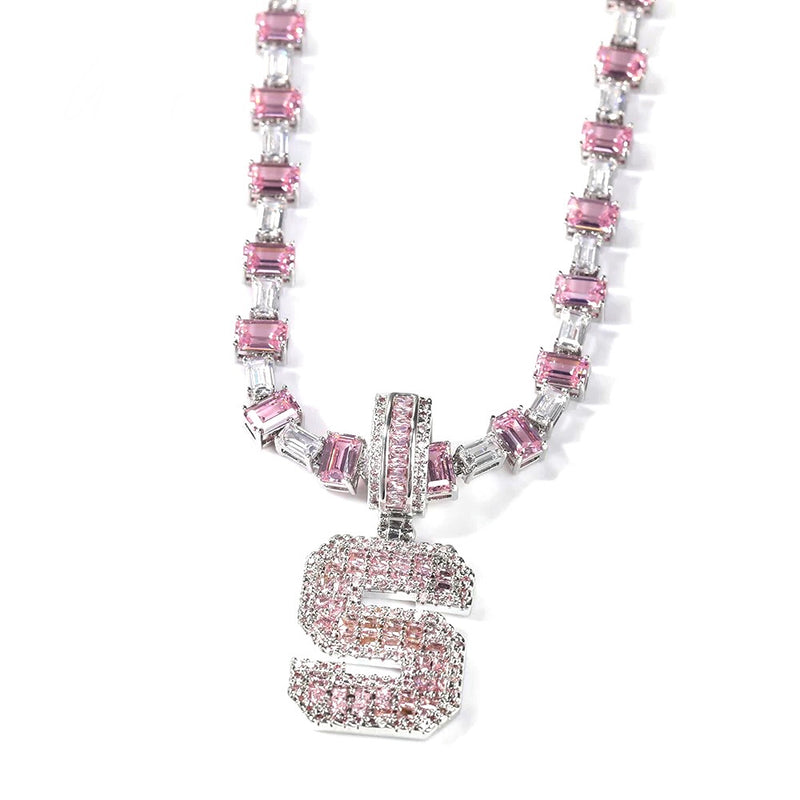 Sassy Pink Pendant Initial Letter Necklace - Boujee Collection By Jeneen