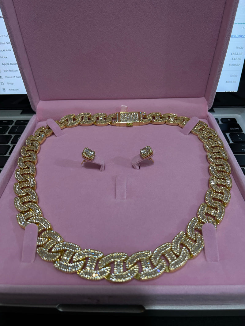 18K Gold Plated Iced Out Cuban Chain - Boujee Collection By Jeneen