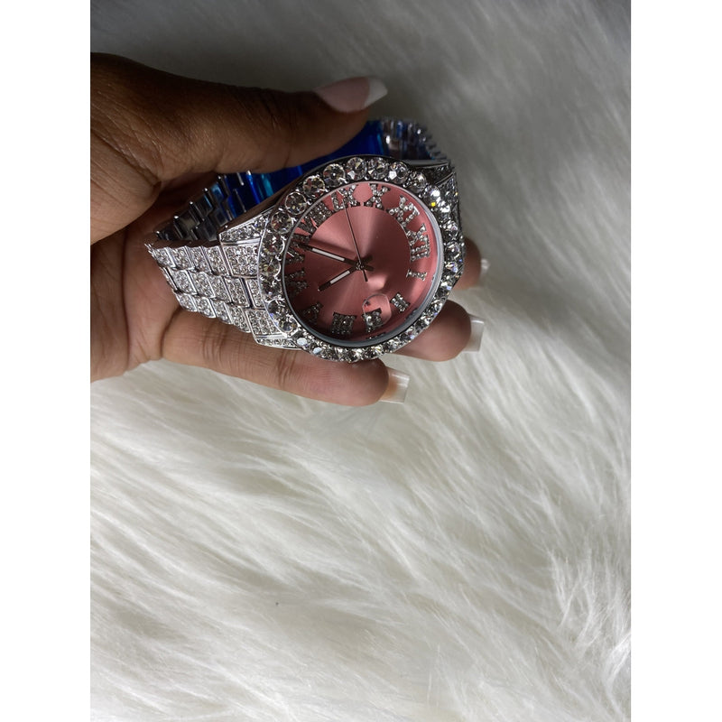Iced Out Baby Pink Women’s Watch - Boujee Collection By Jeneen