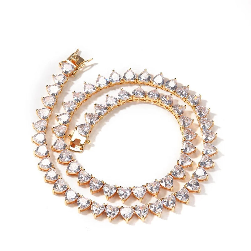 Heart Shape Tennis Necklace & Bracelet