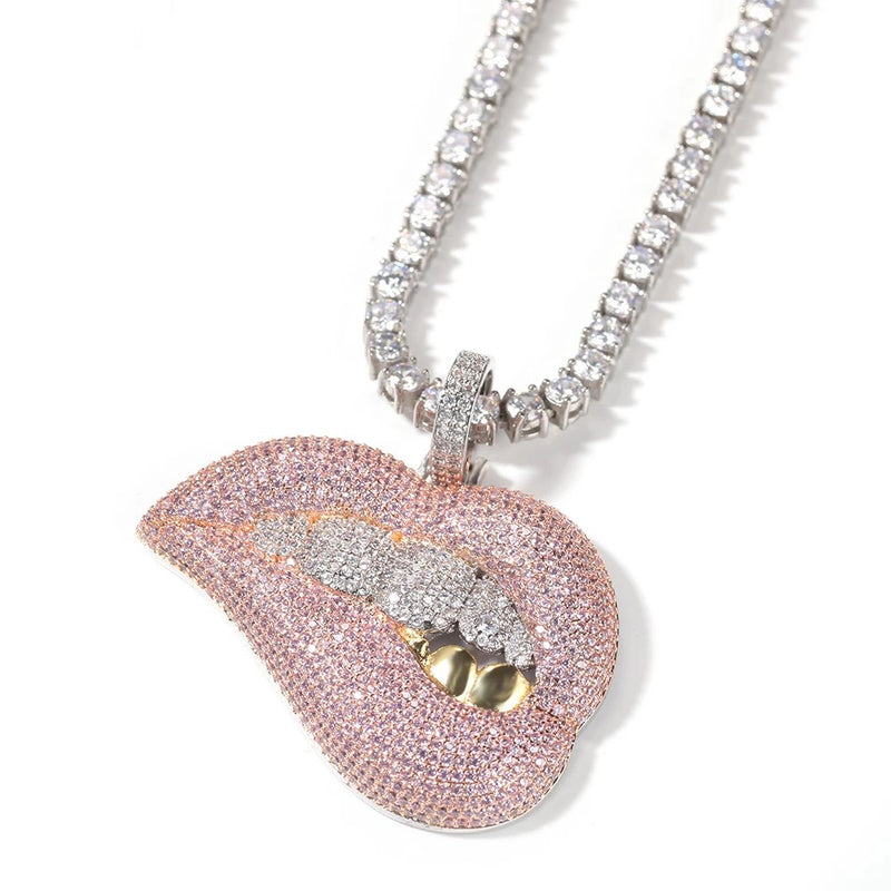 Diamond Lip Tennis Necklace - Boujee Collection By Jeneen