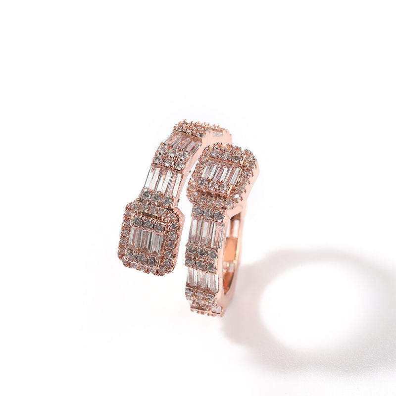 Baguette  Iced Out Bling Ring