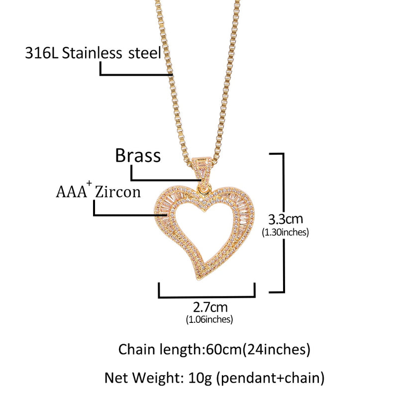 Small Hollow Heart Baguette Bling Iced Out Pendant - Boujee Collection By Jeneen
